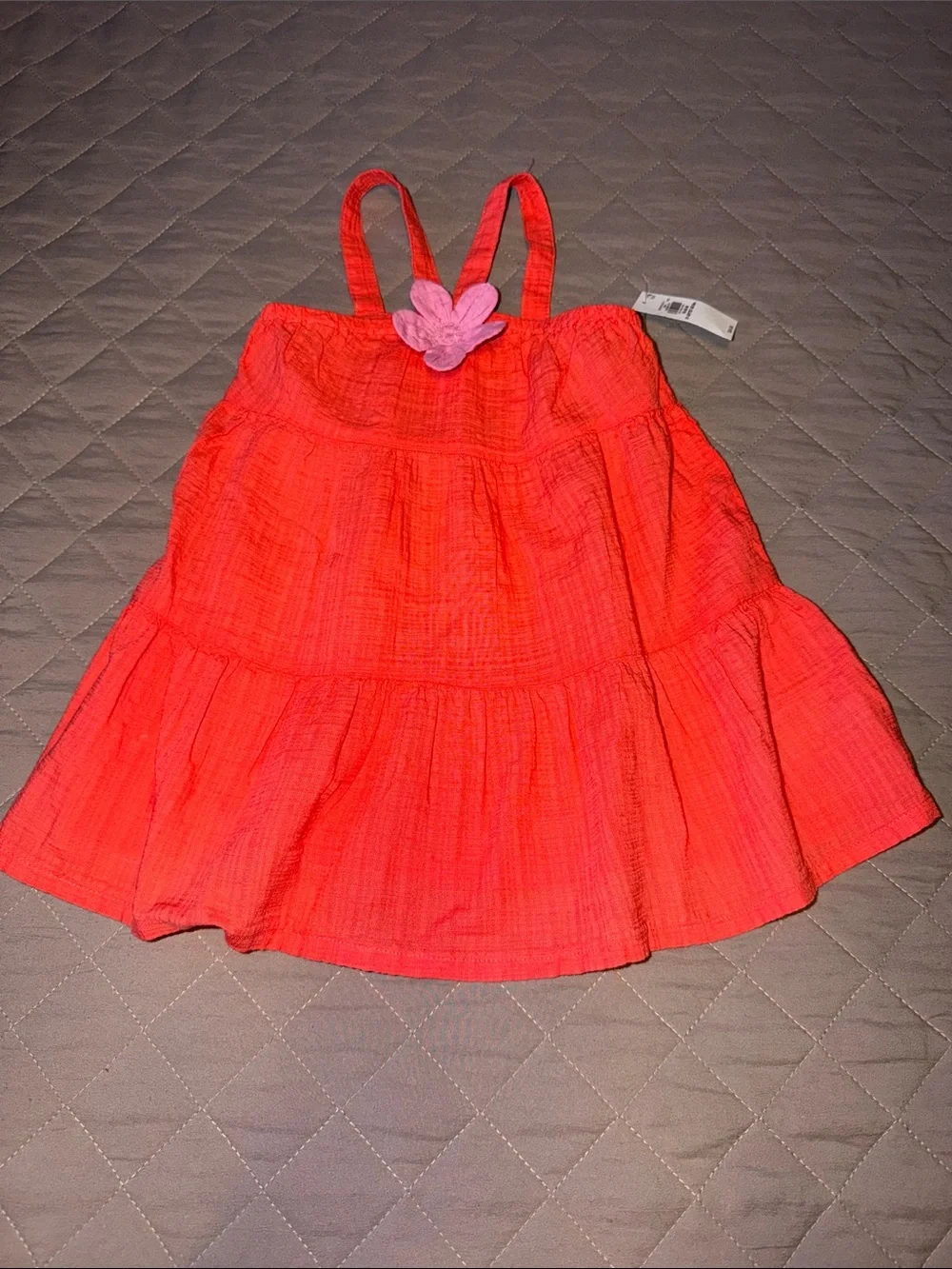 Old Navy Coral Pink Tiered Sundress with Flower Accent